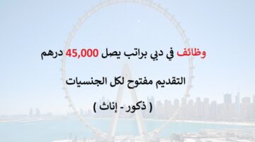 وظائف براتب 45,000 درهم في دبي لكل الجنسيات