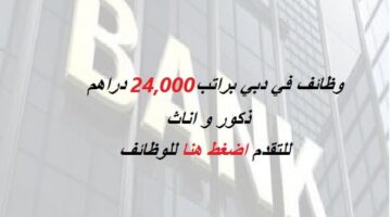 وظائف دبي براتب 24,000 درهم لكل من الذكور والاناث