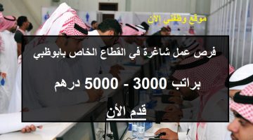 تقديم| وظائف بالقطاع الخاص في ابوظبي براتب 3000 – 5000 درهم لجميع الجنسيات