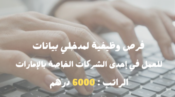وظائف مدخل بيانات بدون خبرة في دبي الامارات (براتب 6000 درهم) للجنسين