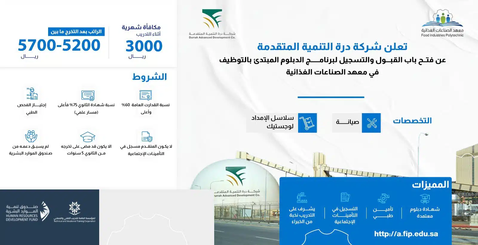 تدريب مبتدئ بالتوظيف ثانوي في شركة درة التنمية المتقدمة برواتب تصل 5,700 ريال 1 تدريب مبتدئ بالتوظيف ثانوي في شركة درة التنمية المتقدمة برواتب تصل 5,700 ريال