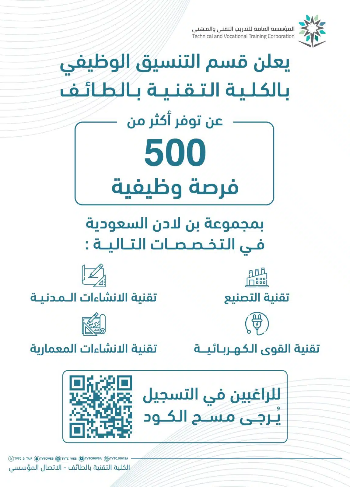 وظائف الطائف | التدريب التقني يعلن أكثر من 500 وظيفة لدى مجموعة بن لادن