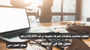 مطلوب محاسب مدفوعات لشركة حكومية في دبي براتب 25،000 الف درهم فأعلى 15
